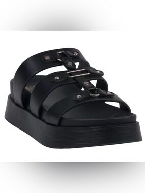 G.C. Shoes Women's Strappy Platform Slide Sandal Stevie Size 10 Color Black New